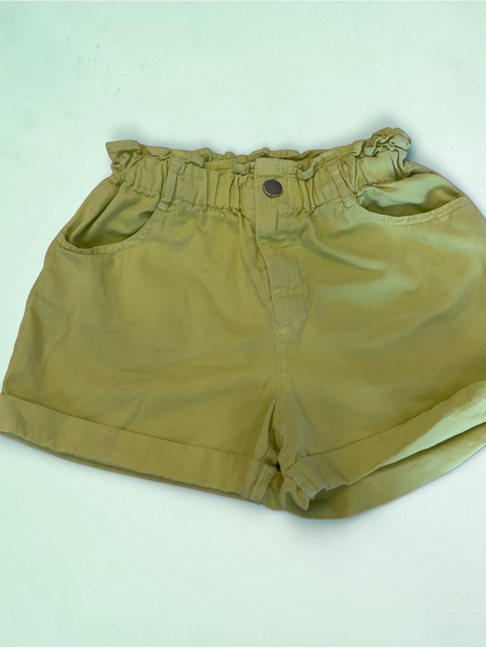 Zara Kids Lime Green Paperbag Shorts Girls 11-12